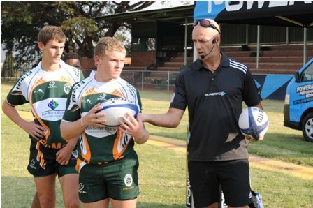 John Mitchell speacks to the boys during the Powerade Performance Session at Hoerskool Wonderboom