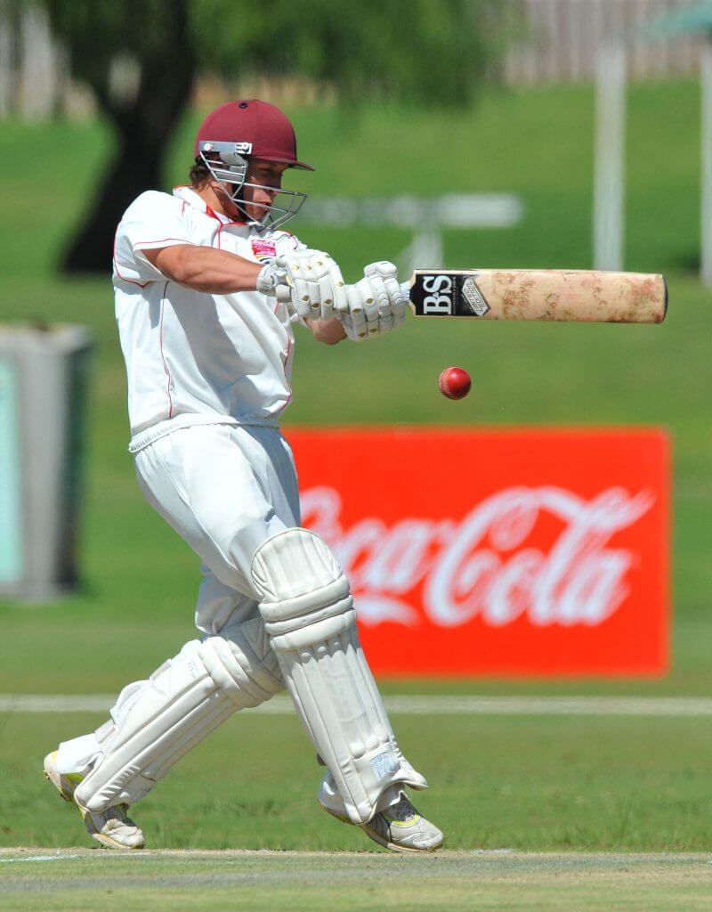 Gideon Bruwer of Griquas plays off the fromt foot during day 1 of the Coca-Cola Khaya Majola week between Gauteng and Griqualand West 2012