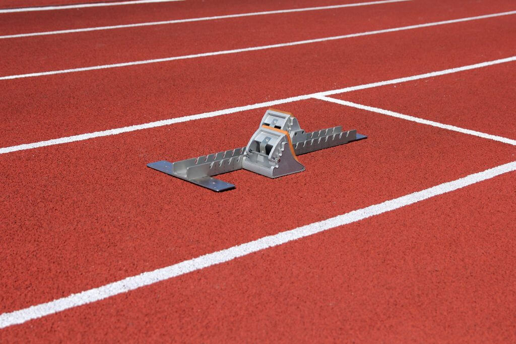 starting blocks on race track