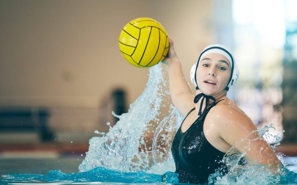 Water Polo Woman with a Ball