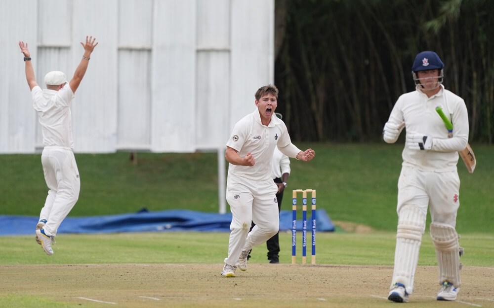 Hilton College's Simon Steyn appeals in their match against St Andrew's College on the opening day of the 2024 Independent Schools Cricket Festival. Photo: Justin Waldman Sports Photography.