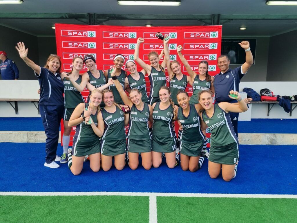 The Clarendon team after winning the Eastern Cape Spar Hockey Challenge in East London on 21 April 2024. Photo: Les Galloway
