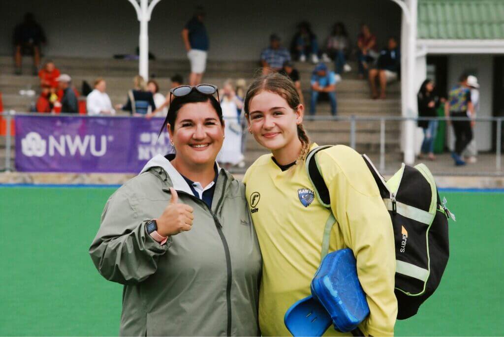 Eunice goalkeer coach, Christelle Erasmus alongside first team goalkeeper, Kaitlyn Going. Photo: Monique de Gouveia