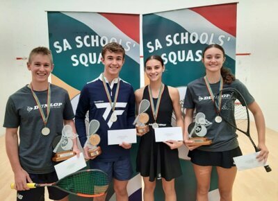 The SA Schools Closed Squash Championhips u19 finalists: Devan Osborne, Luhann Groenewald, Chanté Leppan and Elzandri Janse van Rensburg.