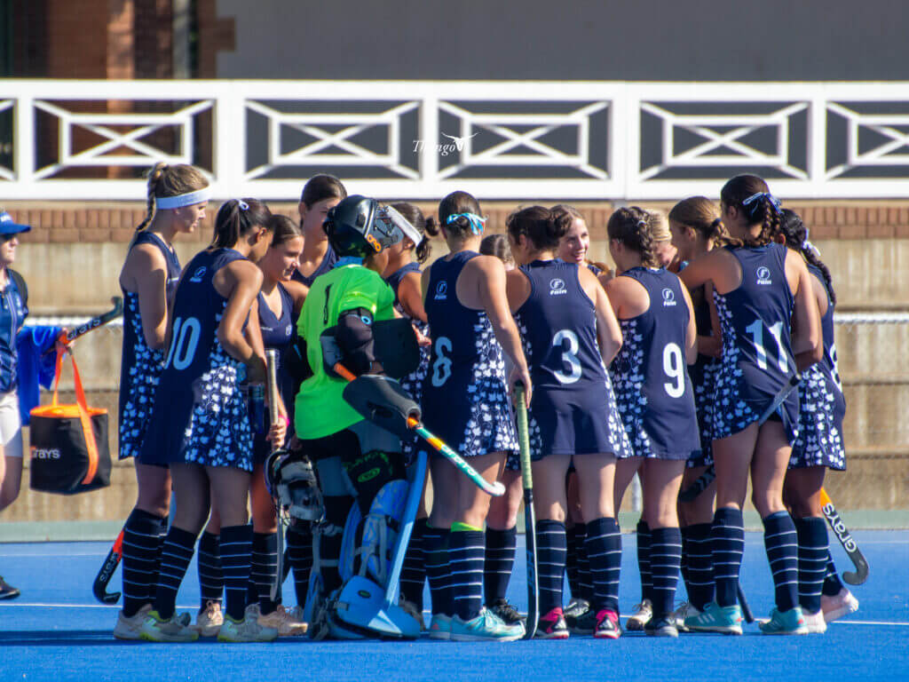 The Collegiate Girls High team in action at the National All Gilrs Hockey Festival in Potchefstroom over the past weekend. Photo credits: Munyai Terence ( Thongo_015)
