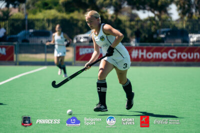 Fairmont captain, Sienna Graser in action for her side during the Belgotex Sport Easter Hockey Tournament in Cape Town.