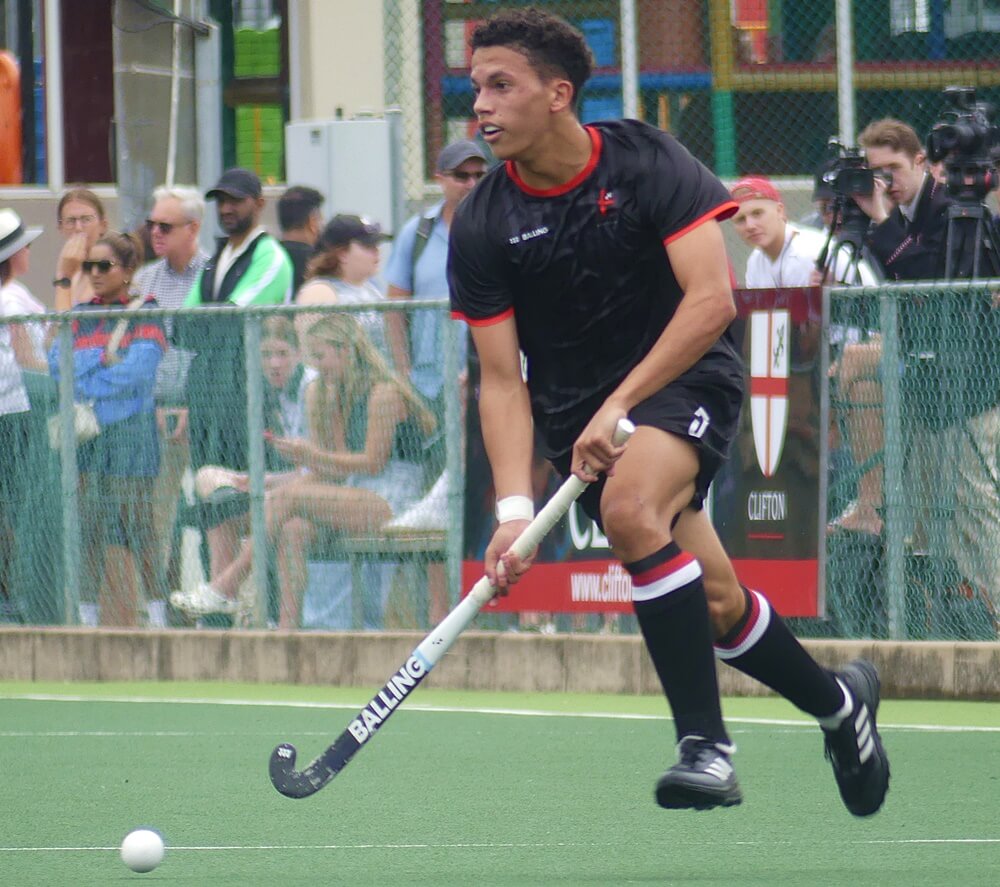 Ryde Brisset enjoyed a fine outing for Clifton, scoring twice from penalty corners, while serving as an effective conduit between defence and attack. Photo: Brad Morgan.
