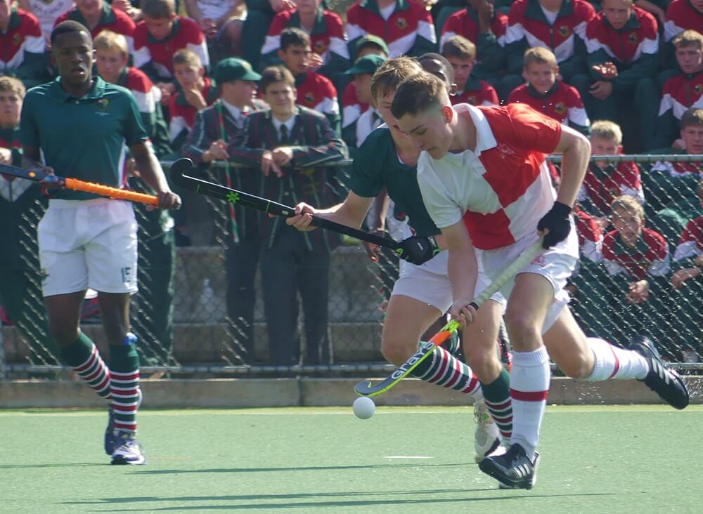 In an entertaining clash, Michaelhouse and Pretoria Boys High played to a 1-1 draw on the Punchbowl Astro. Photo: Brad Morgan.