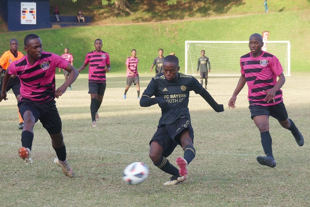 This strike, only two minutes into the final, set Nqabakazulu on their way to the Kloof High Football Tournament Cup title. Photo: Brad Morgan.