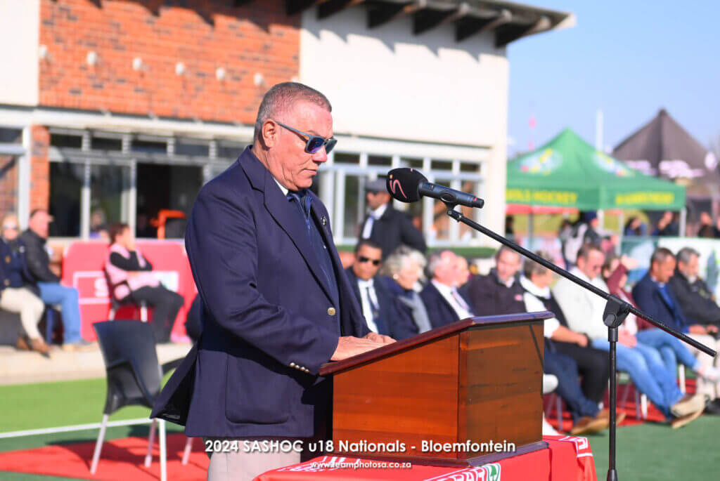 SASHOC Chairperson, Wendell Domingo at this year's u18 SASHOC National Week closing ceremony. Photo credits: TeamPhotoSA