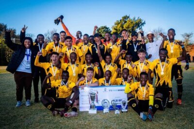 Kaizer Chiefs celebrate annexing the Gauteng leg of the 2024 Engen Knockout Challenge.