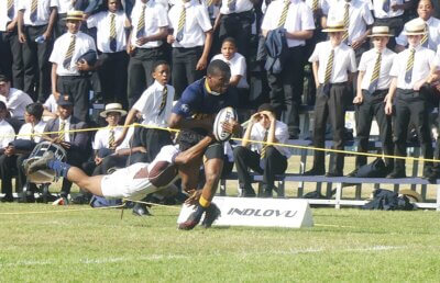 A brilliant covering tackle prevented Zenkosi Mthiyane from scoring an early try for DHS.