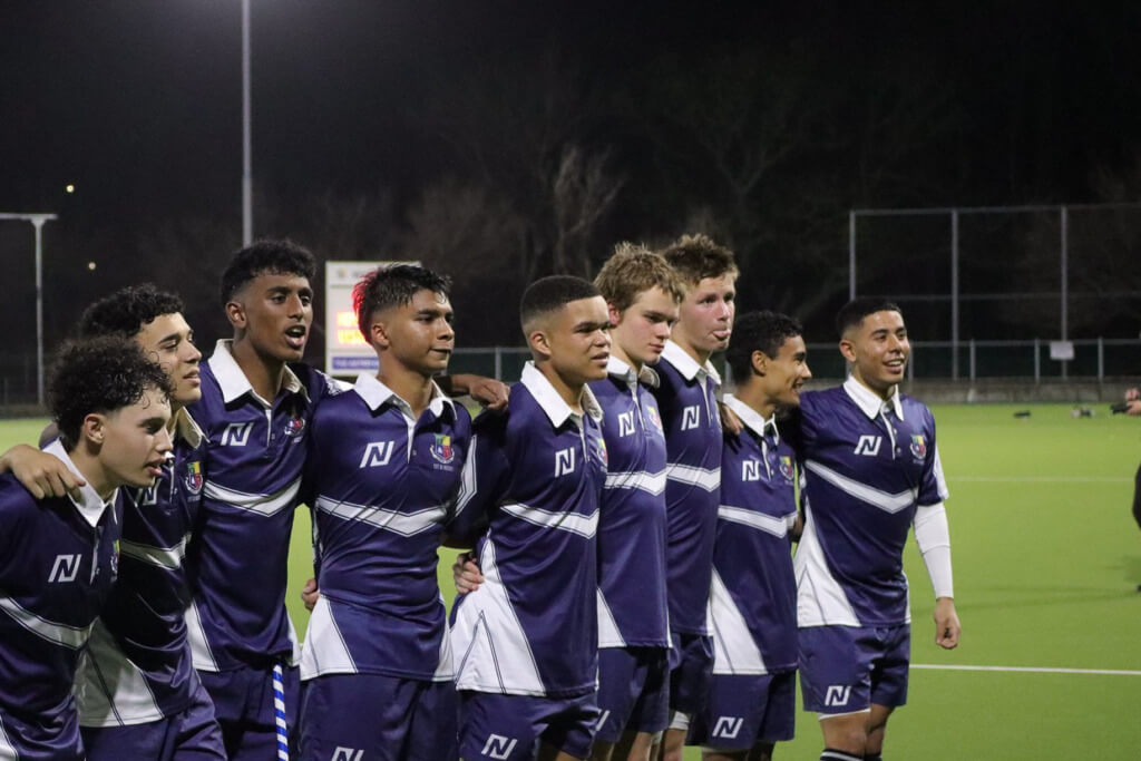 The Wynberg Boys High team singing their school song after their 3-1 win against Bishops. Photo: Wynberg Boys High Media