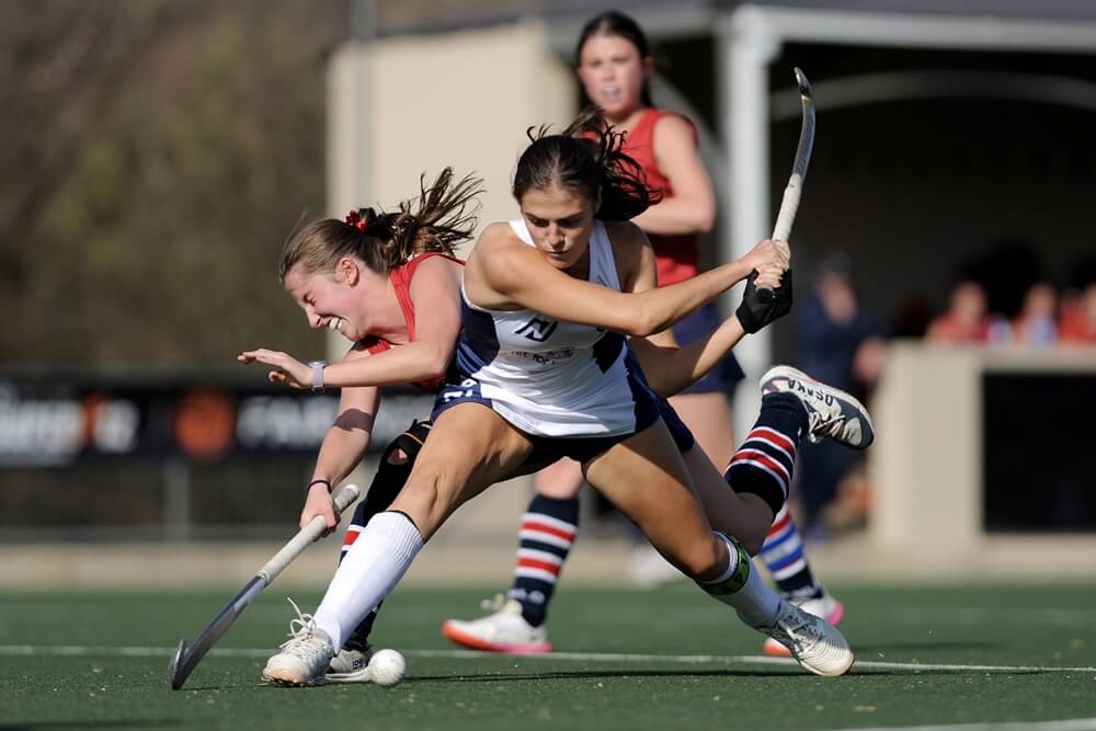 Rhenish Girls' High beat Die Hoërskool Menlopark 3-0 in their Pool B clash on the opening day of the 2024 Fairtree Super 12 Tournament in Bloemfontein. Photo: Marnus Prinsloo