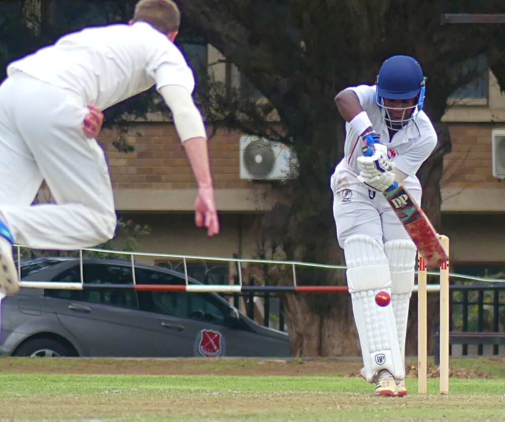 Maritzburg College opening bowler Samuel Hughes and his new ball partner, Reece Wllson, had Hudson Park on the defensive from the start of their innings. Photo: Brad Morgan.