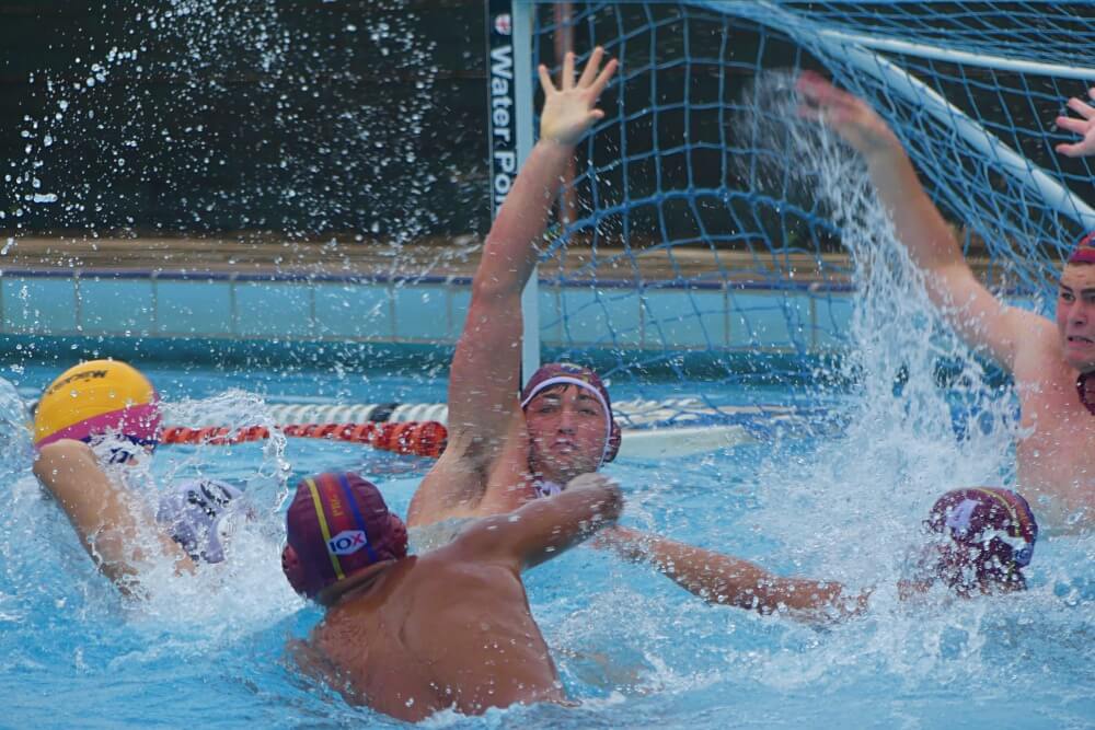 Paul Roos scored an 11-9 win over Hilton College in the first quarterfinal of the Clifton Centenary Water Polo Tournament. Photo: Brad Morgan.