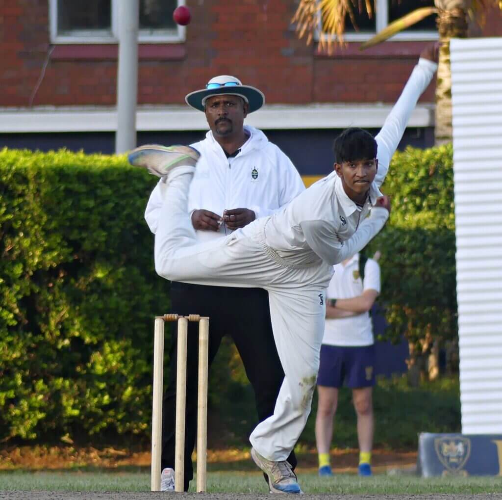 With a four-wicket haul in Clifton's Schools SA20 win over DHS, Shiraz Perumal became his school's leading wicket-taker in a single season, with 59. Photo: Brad Morgan.