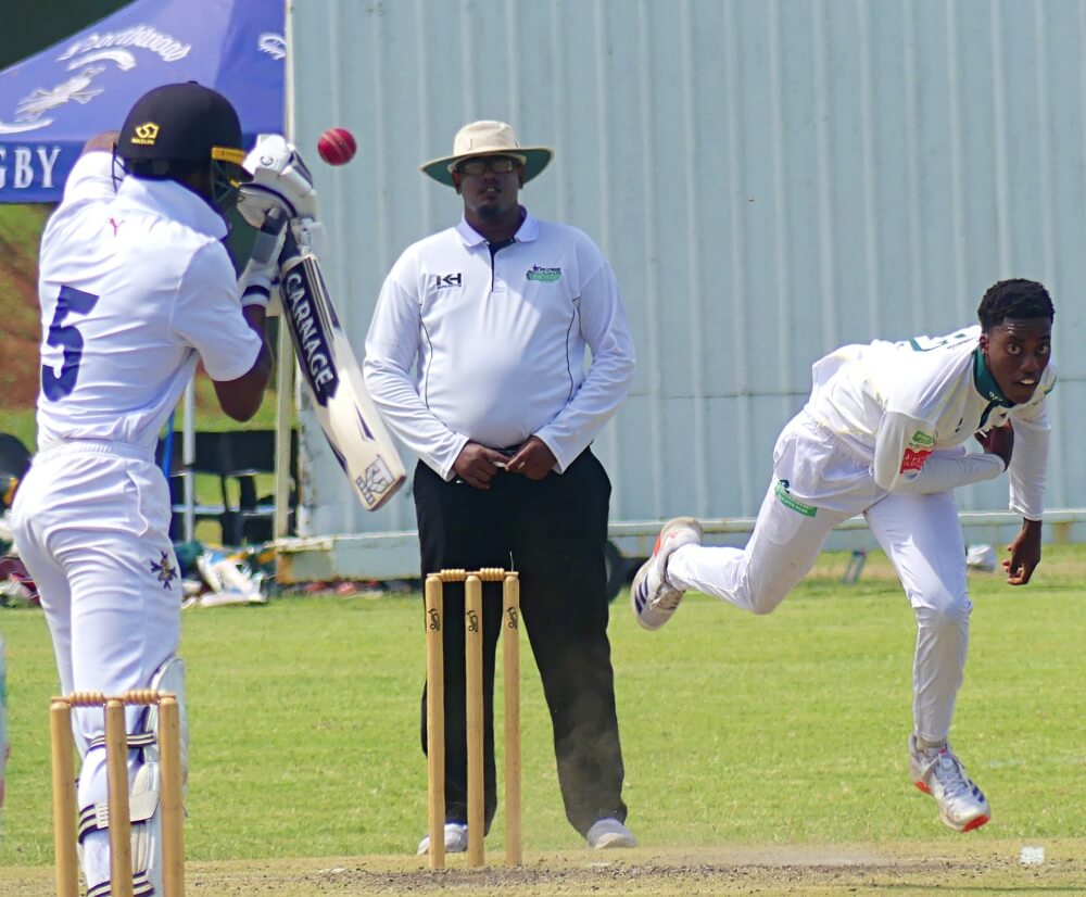 Glenwood captain Ntando Soni had too much firepower for Northwood's batsmen, claiming a five-for cheaply to lead his side's charge to victory. Photo: Brad Morgan.