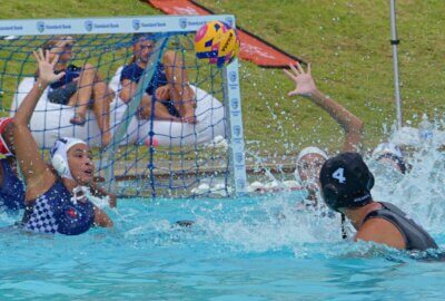 KZN's Kayla Andrews fires off a shot against Western Province, who beat their coastal rivals ___. KZN will face Western Province B in the quarterfinals.