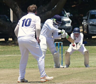 DHS batsman Bayanda Majola cuts Northwood left-arm spinner Jordan Matthews in their limited overs clash at the Crusaders Club in Durban. Photo: Brad Morgan.