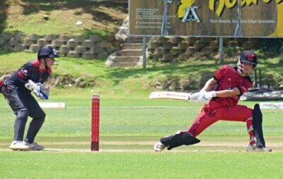 Clifton opening batsman Byron Ward pulls off a successful reverse sweep against Maritzburg College. Photo: Brad Morgan.