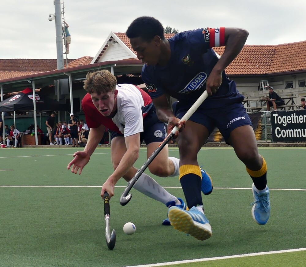 Durban High School captain Josh Mungherera takes the attack to Menlopark in the Horseflies' 3-0 win on Sunday at the Riverside Sports Club. Photo: Brad Morgan.