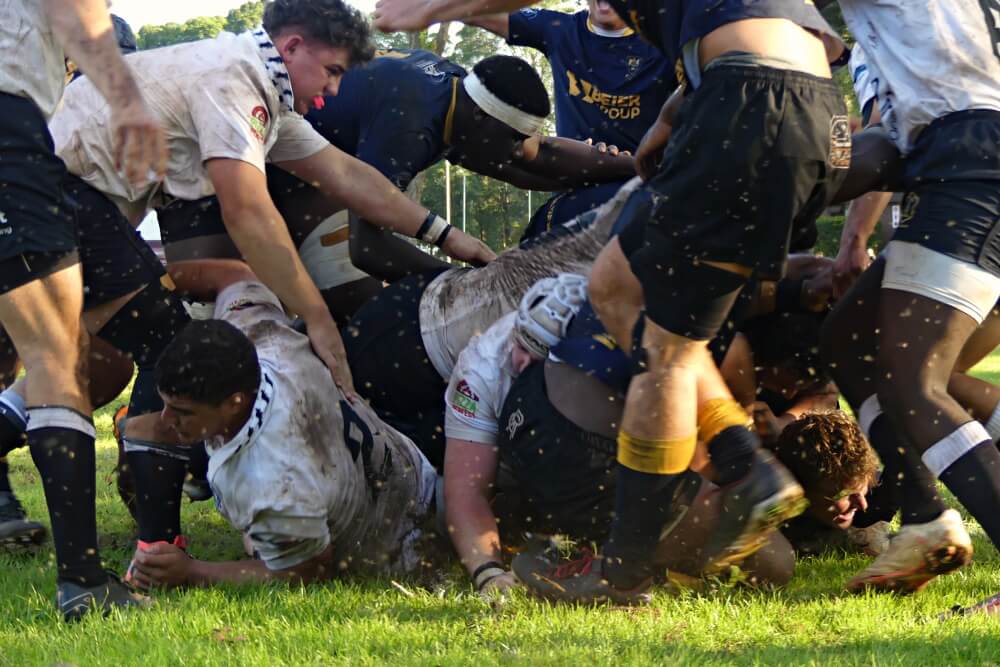 DHS showed, in a convincing win over Monument at the Kearsney Easter Rugby Festival, that their packs stands back for no one. Photo: Brad Morgan.