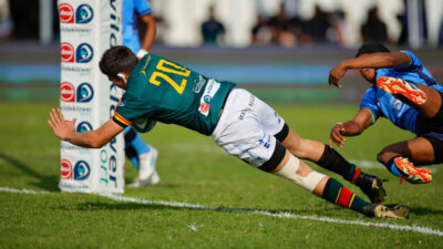 Tyler Conyngham crashed over for a try as Glenwood scored 15 points without reply to take the lead. Photo: Frans Lombard/Action Pix.