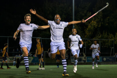 Litha Kraai celebrated his 100th game for SACS by scoring five goals against Rondebosch at the Brewery AstroTurf on 16 May 2025. Photo: Ray Chaplin Sports Media