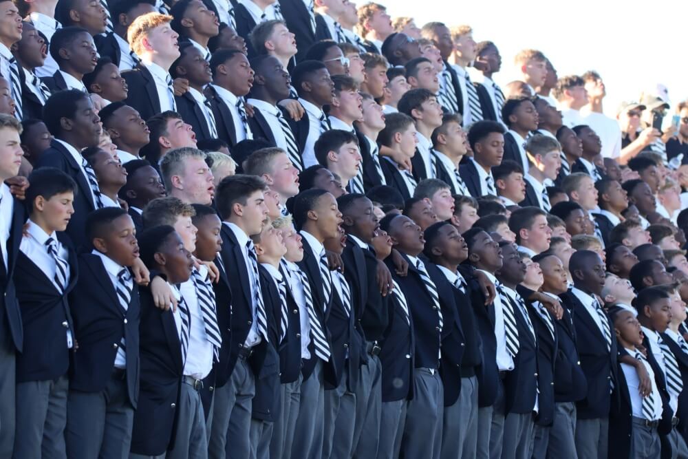Hilton's boys urge their 1st XV on to victory. Photo: Hilton College on Facebook.