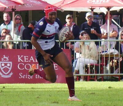 Beyond a shadow of a doubt, Westville Boys' High fullback Zekhethelo Siyaya, with razor-sharp counterattacking instincts and a massive but tactically astute kicking game, is one of the most exciting talents in the schoolboy game in South Africa. Photo: Brad Morgan.