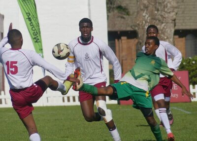 Kearsney College and Queensburgh High shared a goalless draw in a key Group C clash. They're the frontrunners in Group C after the first day of competition. Photo: Brad Morgan.
