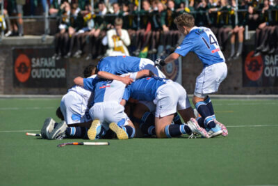 The Paarl Boys' High team celebrated their 2-1 win over Paarl Gimnasium in the interschools as the final whistle blew. Photo: Poppie Terblanche