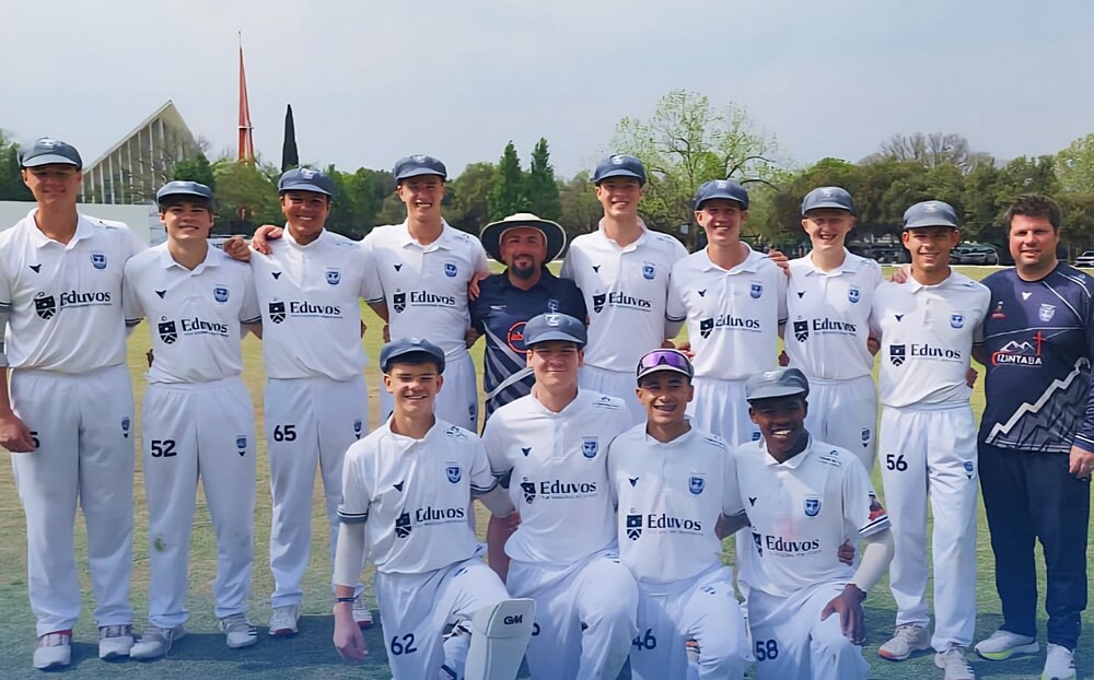 Happy smiles from the Potchefstroom Gimnasium 1st XI after they comprehensively outplayed Grey College. Photo: Potchefstroom Gimnasium on Facebook.