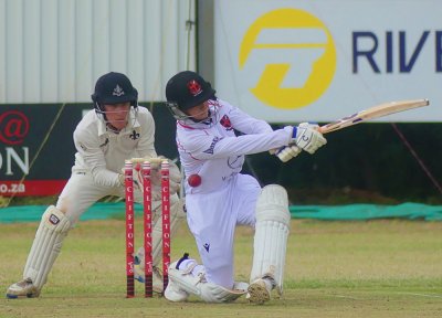 Strictly speaking, it wasn't leg before wicket, but Clifton's Jack Snaith fell LBW to Hilton's Benoit Rey in a convincing win for Hilton at the Riverside Sports Club. Photo: Brad Morgan.