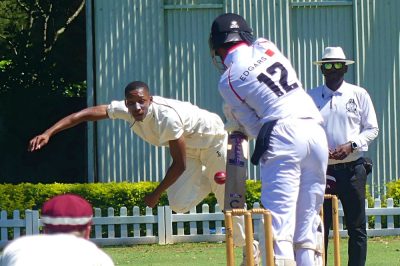 Opening bowler Litha Gonya captured two wickets, including the first of the innings, to set Kearsney College on course for a win over Clifton College. Photo: Brad Morgan. 