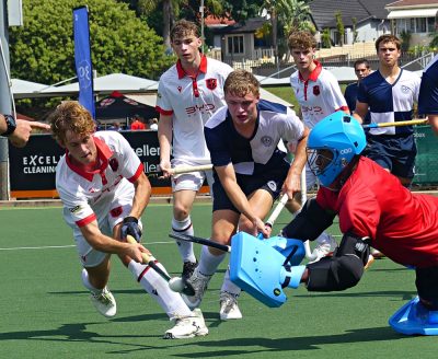 Denied on this occasion, Clifton College's Dan Rea struck his side's second goal in a 2-1 win over Die Hoërskool Menlopark. Photo: Brad Morgan.