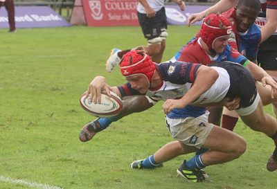 Curtis Fenton dived over for a try just before halftime to put Westville Boys' High up 17-0 at the break.