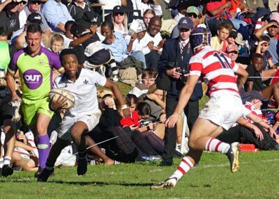 Tom Gurupira scored a try for Hilton College in a tight two-point win over Michaelhouse in May. Photo: Brad Morgan.