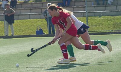 Lucy Holderness was a constant threat to KZN Inland, using her speed and stick skills to punch holes in the hosts' defence. Photo: Brad Morgan.