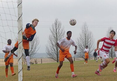 Goalkeeper Jon van Coller played a pivotal role for Treverton as they scored three penalty shootout victories to claim the Plate. Photo: Brad Morgan.