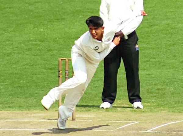 Shreshth Kumar bamboozled the St Benedict's batsmen with his spin on his way to a five-wicket haul. Photo: Jeppe High/Supplied.