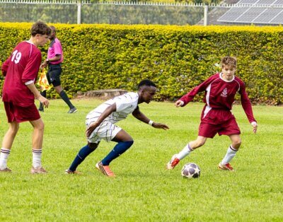 Jacques Oets takes on Northwood's defenders in Kearsney's 2-0 win over the Knights on Saturday. Photo: Supplied.