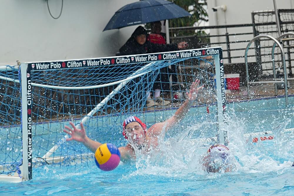 Michaelhouse's goalkeeper Elliot Springate surrendered only nine goals in two games on Friday, but Michaelhouse won one and lost one. Photo: Brad Morgan.