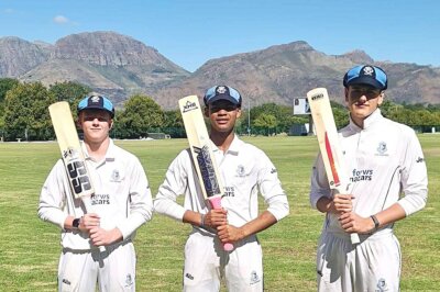 Neil Louw (left), AB Jacobs (middle), and Christo Muller (right) were all in excellent form with the bat for Boishaai. Photo: Rudolph Buys.