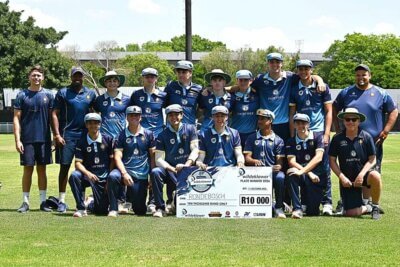 Rondebosch Boys' High's squad was all smiles after a satisfying win over Paul Roos Gimnasium in the Wildeklawer Noord-Suid T20 Plate final. Photo: Riaan de Bruyn.